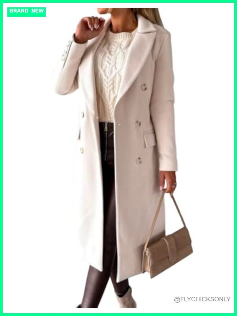 Long Wool Blend Peacoat Double Breasted Notch Lapel Winter Coat